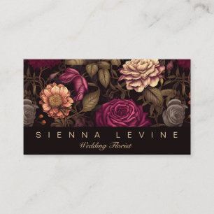 Carte De Visite Floral gothique Vintage Crème rouge Fleurs noires 