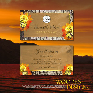 Carte De Visite Floral Grain naturel de bois Rustique Arbre écorce