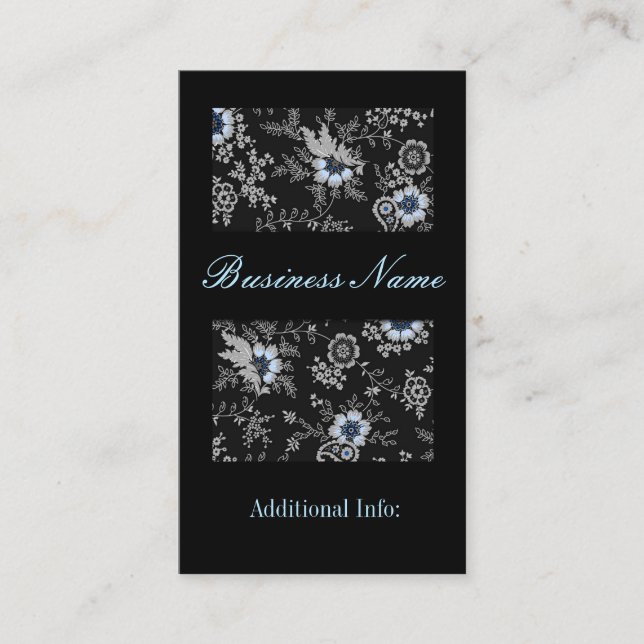 Carte de visite floral gris argenté 5 (Devant)