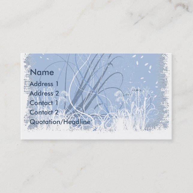 Carte de visite floral grunge bleu de remous de (Devant)