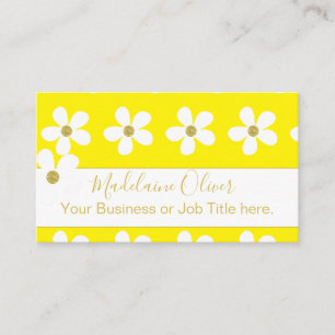 Carte De Visite Floral Jaune Blanc Daisy Gold Professionnel