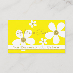 Carte De Visite Floral Jaune Grand Blanc Daisy Or Professionnel