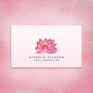 Carte De Visite Floral Lotus Elégant Yoga Instructeur Blush Pink