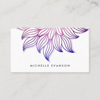 Carte De Visite Floral Mandala bleu et violet aquarelle Boho