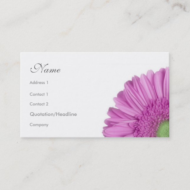 Carte De Visite Floral - marguerite de Gerbera (Devant)