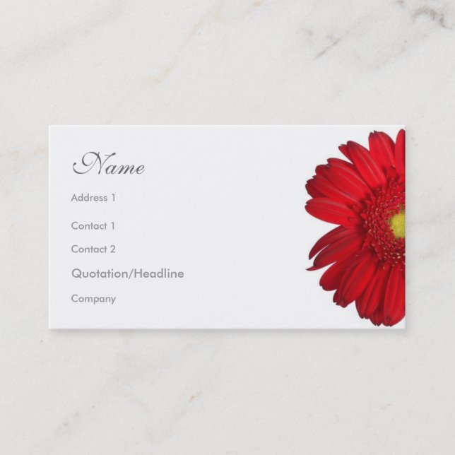 Carte De Visite Floral - marguerite rouge (Devant)
