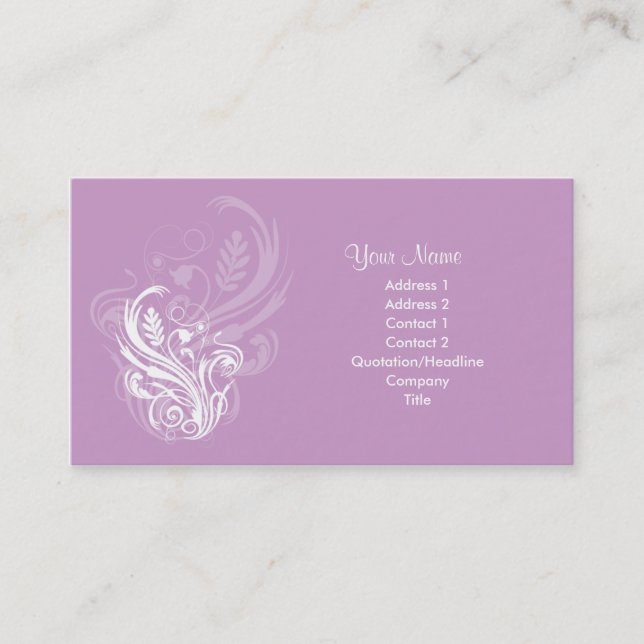 Carte de visite floral mauve (Devant)