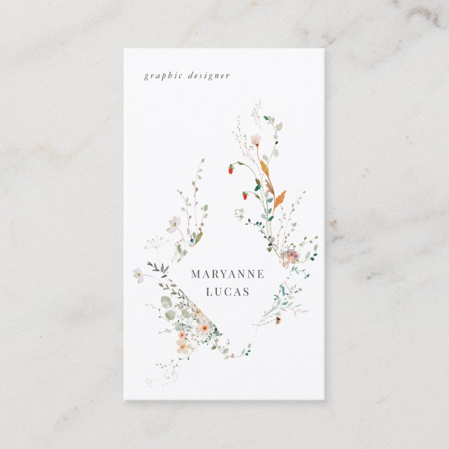 carte de visite floral minimal de prairie (Devant)