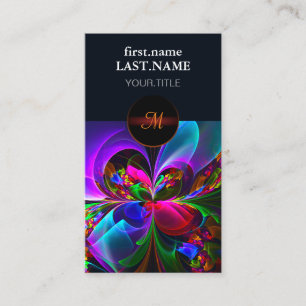 Carte De Visite Floral moderne Art Abstrait Rouge Bleu Motif #12