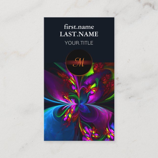 Carte De Visite Floral moderne Art Abstrait Rouge Bleu Motif #15 (Devant)