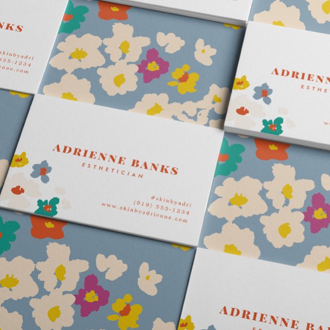 Carte de visite Floral moderne coloré (modern abstract floral and clean typography business card for women)