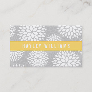 Carte De Visite Floral moderne gris et jaune