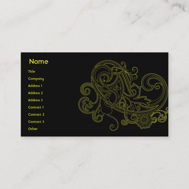 Carte De Visite Floral noir - affaires (Devant)