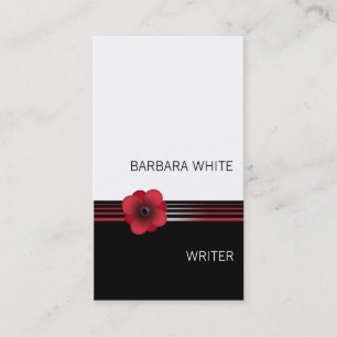 Carte de visite floral noir blanc rouge moderne de
