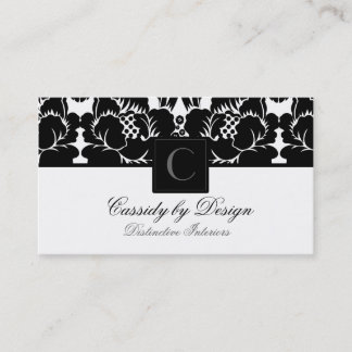 Carte de visite floral noir de damassé de Cassidy