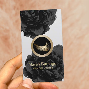 Carte De Visite Floral noir élégant de logo fait sur commande de