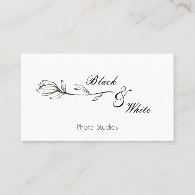 Carte De Visite Floral noir et blanc (Devant)