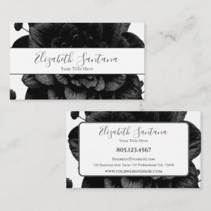Carte De Visite Floral noir minimal