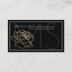 carte de visite floral noir pour femmes élégantes