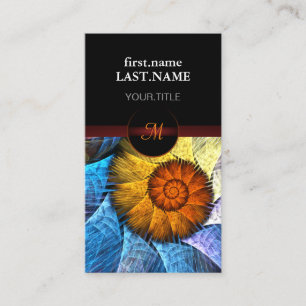 Carte De Visite Floral Orange Bleu Jaune Art Abstrait