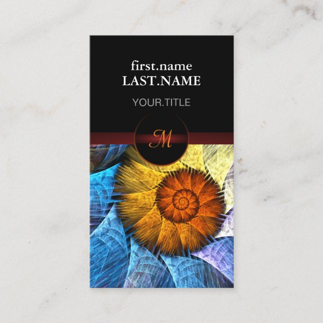 Carte De Visite Floral Orange Bleu Jaune Art Abstrait (Devant)