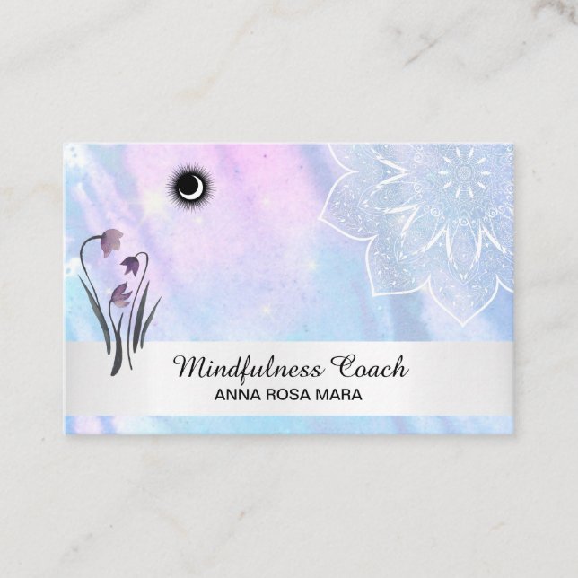 Carte De Visite *~* Floral Pastel Moon Mandala Foil (Devant)