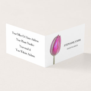 Carte De Visite Floral Pink Tulips Mariage White Event Planner