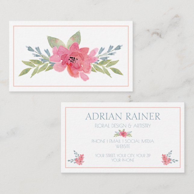 Carte de visite floral pour professionnels de la c (Devant / Derrière)