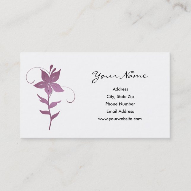 Carte de visite floral pourpre (Devant)