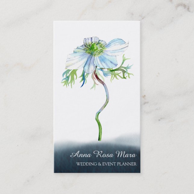 Carte De Visite *~* Floral QR White Anemone Mariage Planificateur  (Devant)