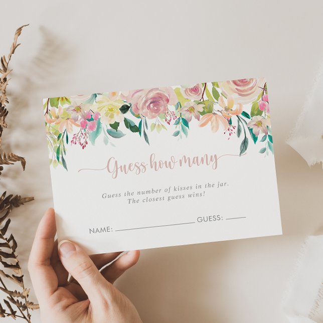 Carte De Visite Floral Rose Gold Guess How Many Game Card (Créateur téléchargé)
