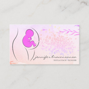 Carte De Visite Floral rose Jaune Doula Entraîneur de naissance Pr