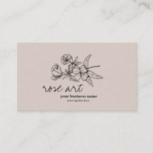Carte de visite floral rose moderne