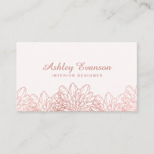 Carte De Visite Floral Rose or rose fleuriste professionnel