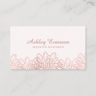 Carte De Visite Floral Rose or rose fleuriste professionnel