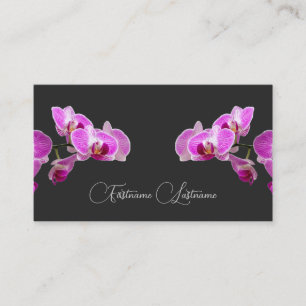 Carte De Visite Floral rose orchidée florale calligraphie gris fon