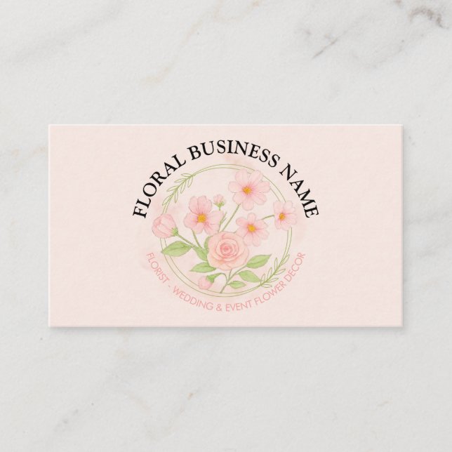 Carte De Visite Floral rose pâle (Devant)
