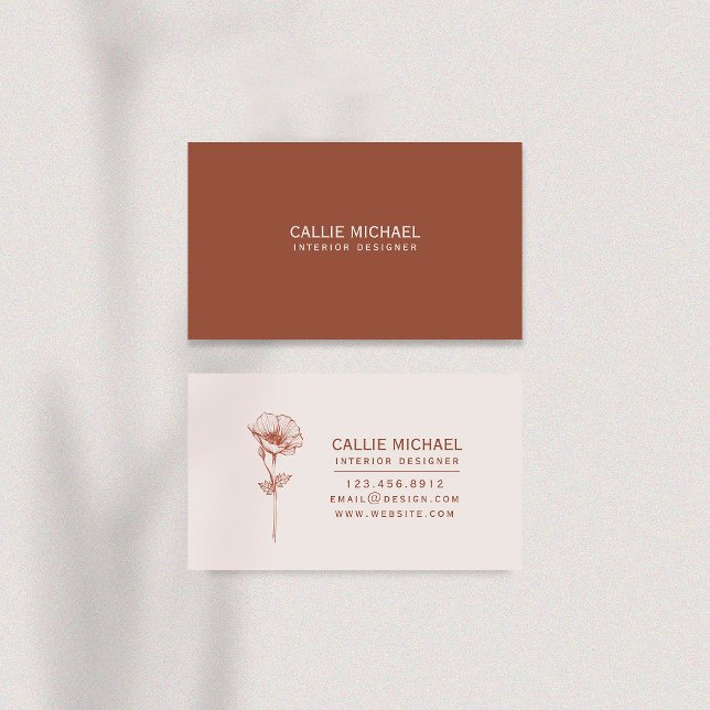 Carte de visite Floral Terracotta (Terracotta Floral Business Card  #terracotta #modern #simple #flower)