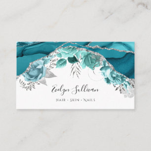 carte de visite floral turquoise turquoise