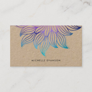 Carte De Visite Floral Turquoise violet Mandala Boho Kraft