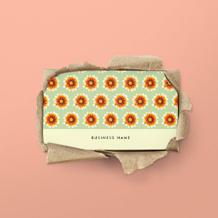 Carte De Visite Floral Vert moutarde Jaune Petite Fleur Rétro