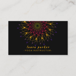 Carte De Visite Floral Vintage Mandala Lotus Yoga Professeur Holis