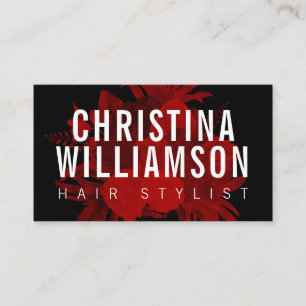 Carte De Visite Floral vintage rouge foncé de caractères gras