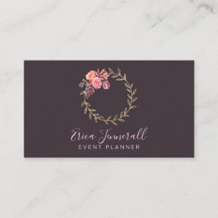 Carte De Visite Floral Wreath Fleurit Sur Grey Event Planner