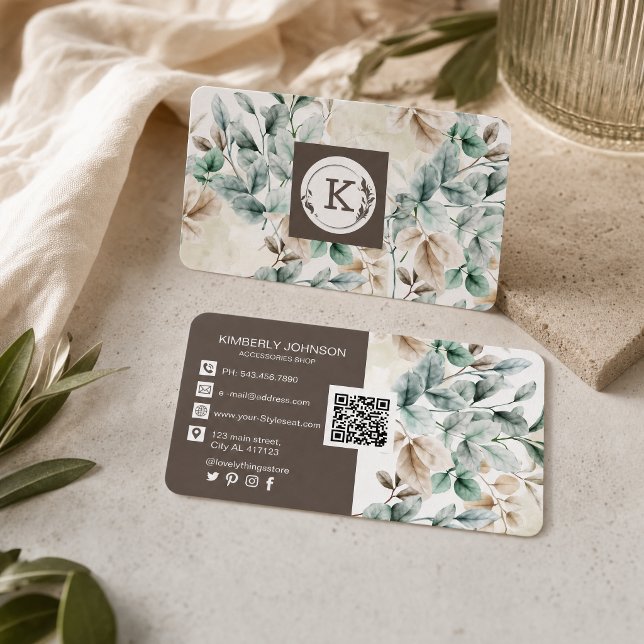Carte de visite florale à l'aquarelle élégante (Créateur téléchargé)