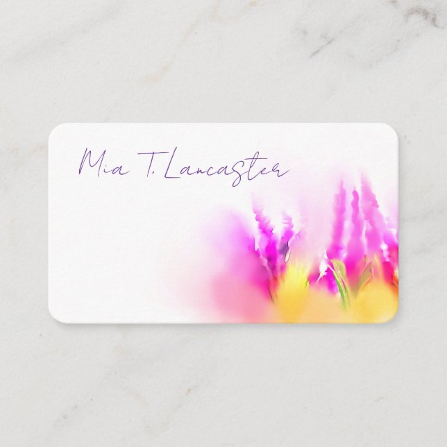 Carte de visite florale aquarelle lavande violet (Devant)