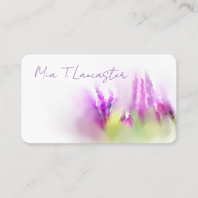 Carte de visite florale aquarelle lavande violet (Devant)