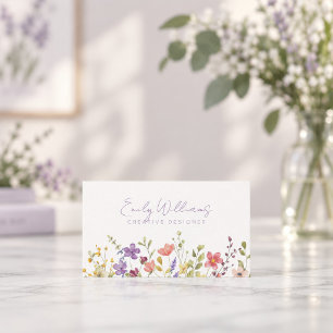 Carte de visite florale aux fleurs sauvages aquare