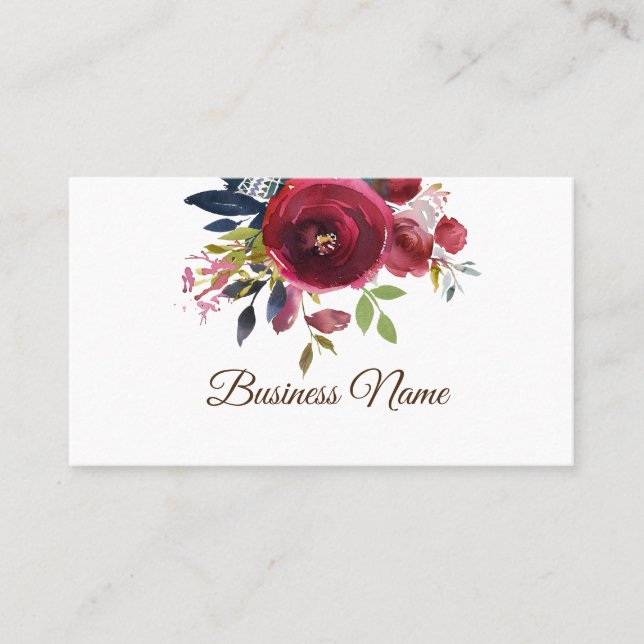 carte de visite florale boho, violet (Devant)