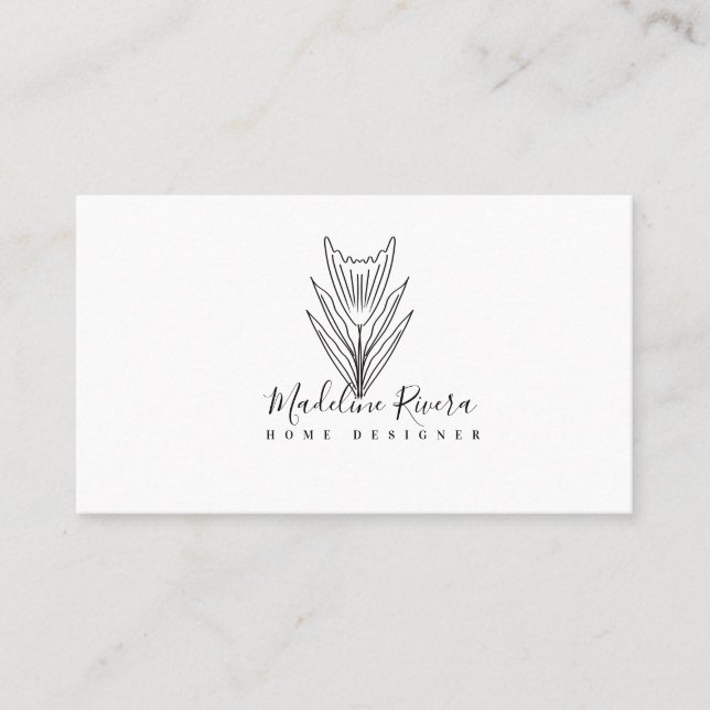 Carte de visite florale botanique minimaliste (Devant)